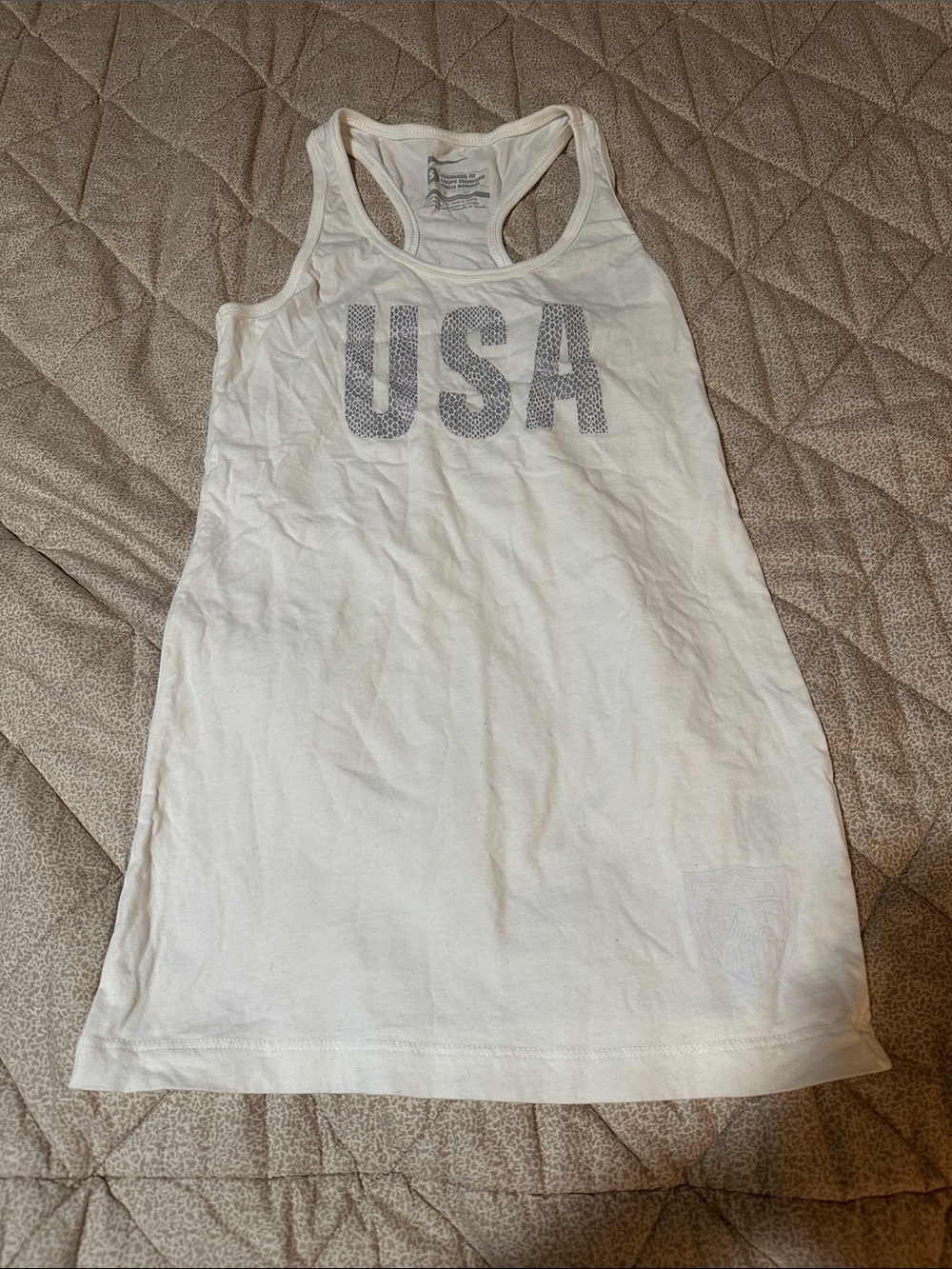 Nike White Racerback Tank with Silver USA Print